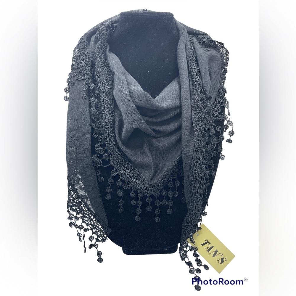 Stylish Triangle Lace Fringed Scarf